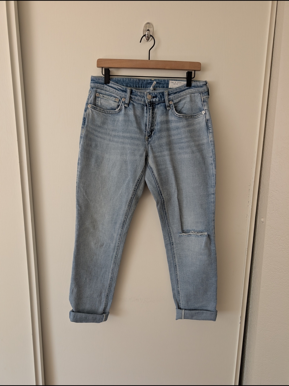 Rag & Bone Womens 27 Dre Low Rise Slim Boyfriend Denim Jeans Classic Chic